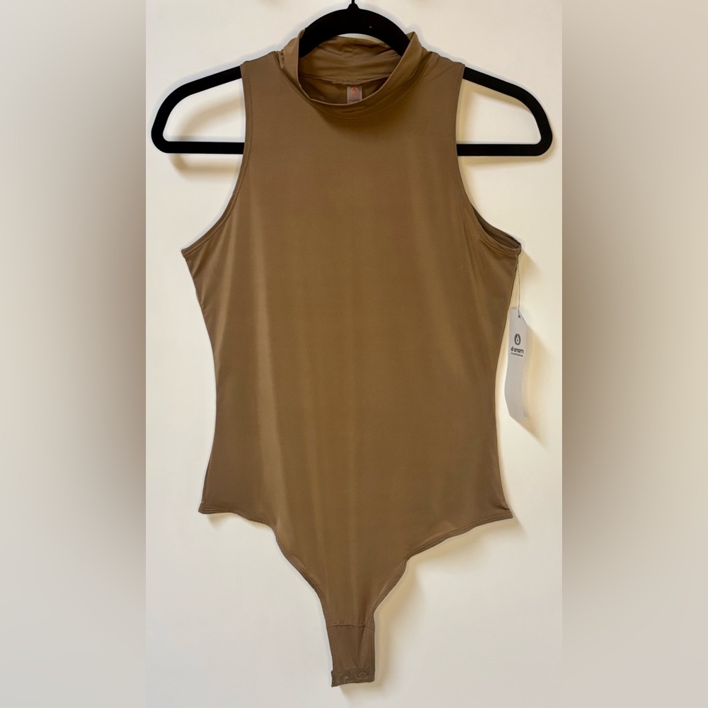 Mono B Chocolate Brown Mock Neck Bodysuit- NWT